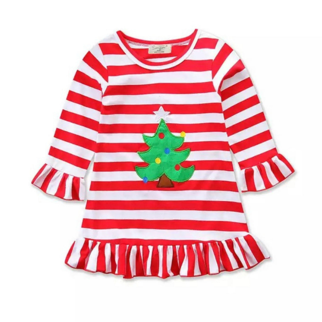 Holiday Striped Christmas Tree Dress