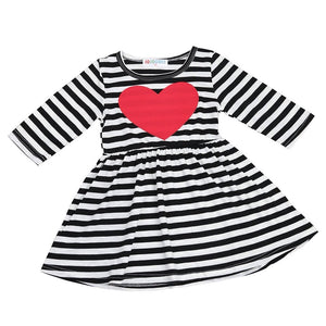 Navy Blue Striped Heart Dress