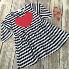 Navy Blue Striped Heart Dress